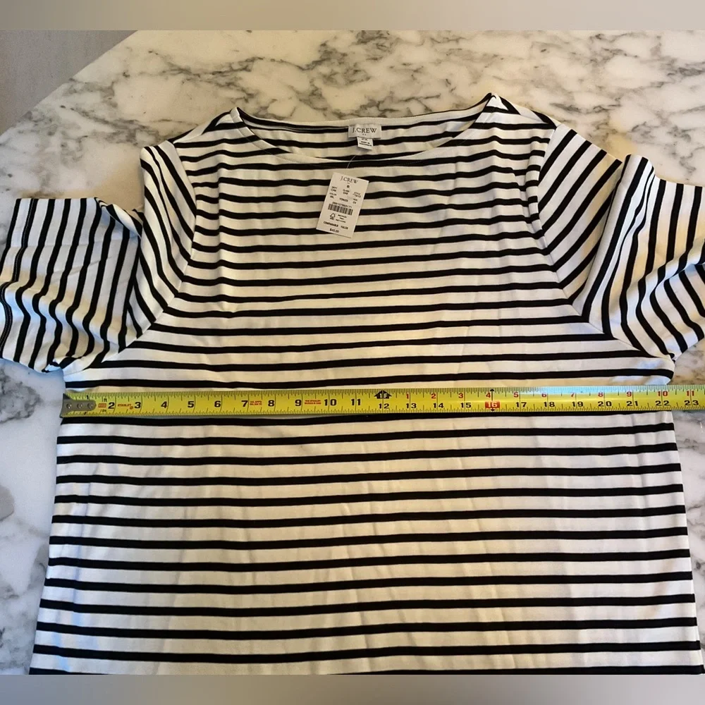 NWT J.Crew Striped Short Sleeve Top CH015 Dark Indigo Blue White Size 2X - Picture 3 of 6